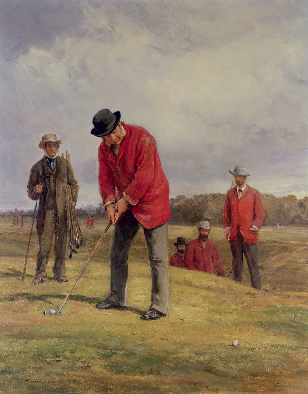George Glennie Putting w Blackheath z Putting Cleek, 1881 autorstwa Heywood Hardy