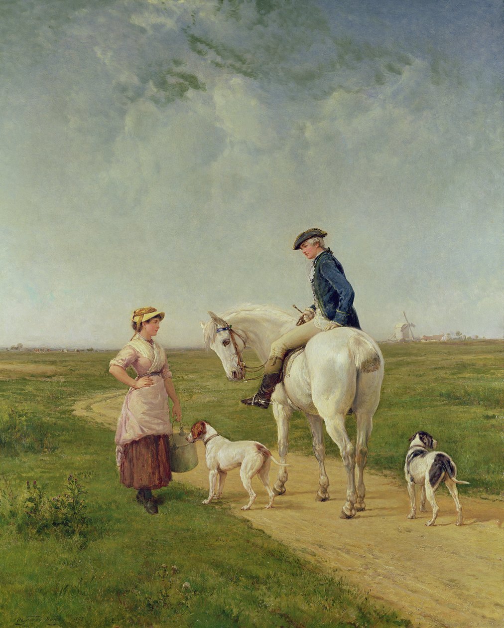 Mleczarka rozmawiająca z Kawalerem autorstwa Heywood Hardy