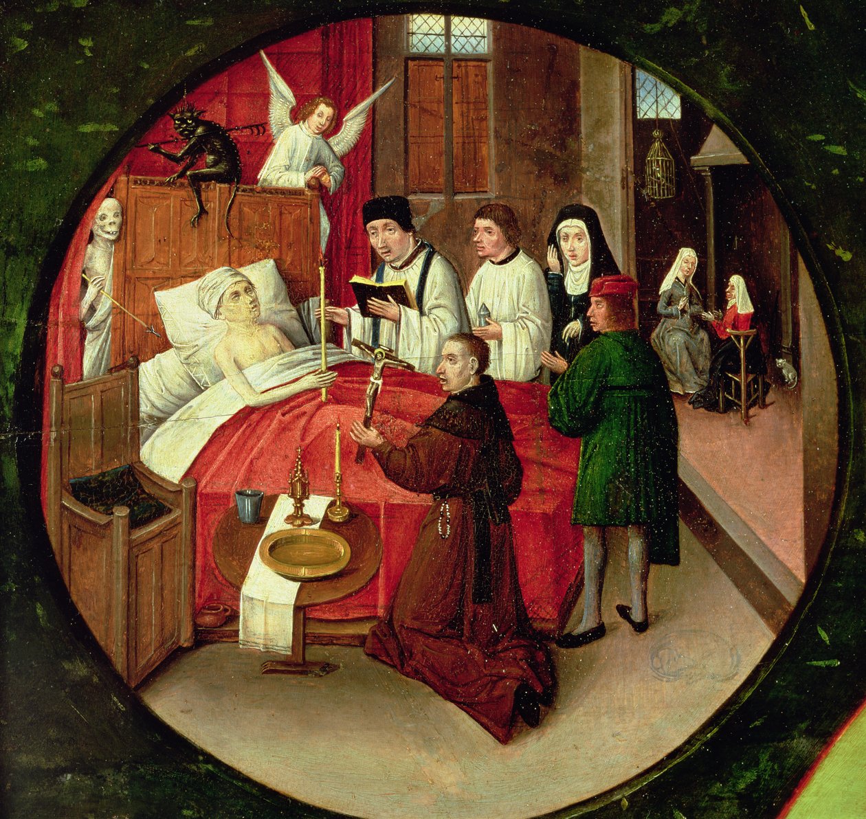 Śmierć, fragment z Tabeli siedmiu grzechów głównych i czterech rzeczy ostatecznych (fragment 68744) autorstwa Hieronymus Bosch