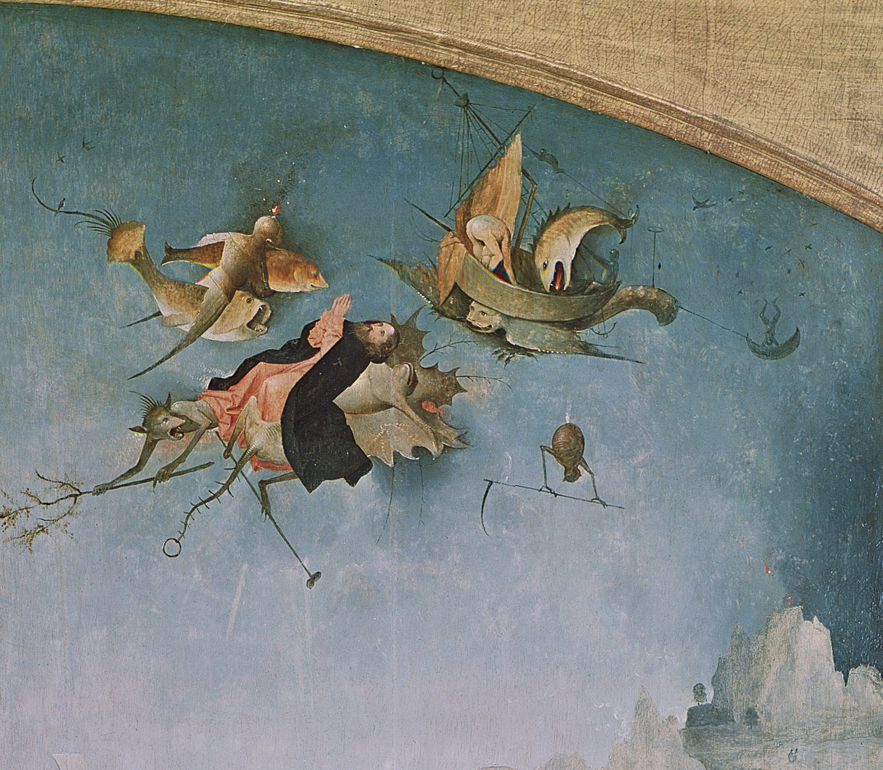 Detal lewego panelu, z Tryptyku kuszenia św. Antoniego (detal z 159327) autorstwa Hieronymus Bosch