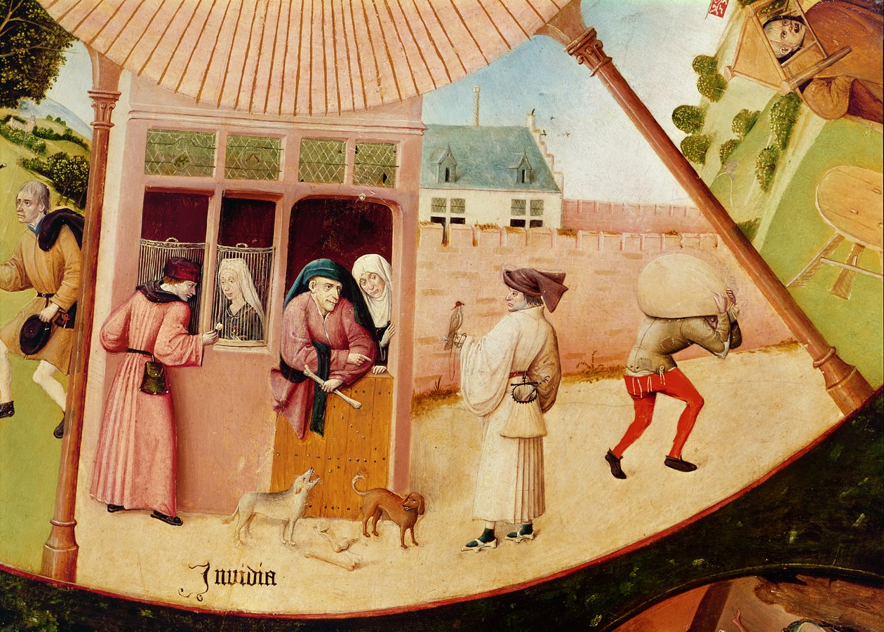 Zazdrość, szczegół z Tabeli Siedmiu Grzechów Głównych i Czterech Rzeczy Ostatecznych, ok. 1480 autorstwa Hieronymus Bosch