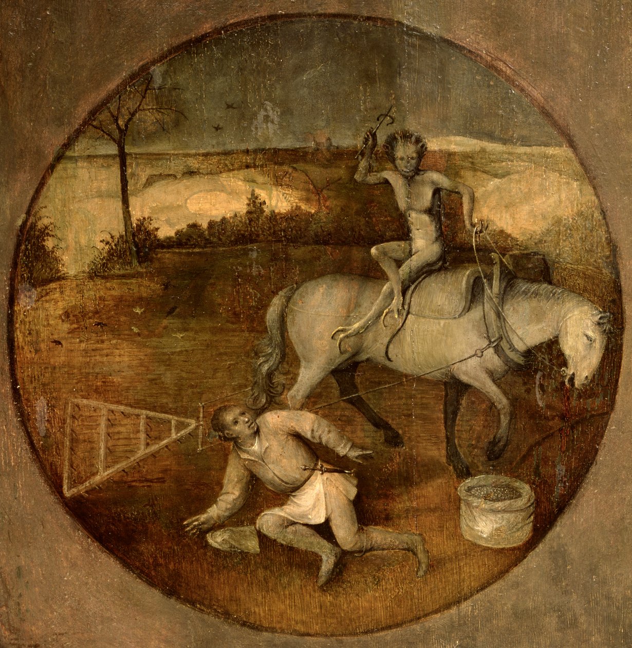 Oracz wypchnięty z konia przez demona autorstwa Hieronymus Bosch