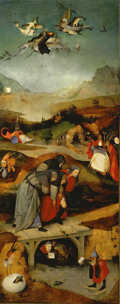 Kuszenie św. Antoniego (panel lewy) (patrz także 821, 35965, 59834, 67838 i 67839) autorstwa Hieronymus Bosch