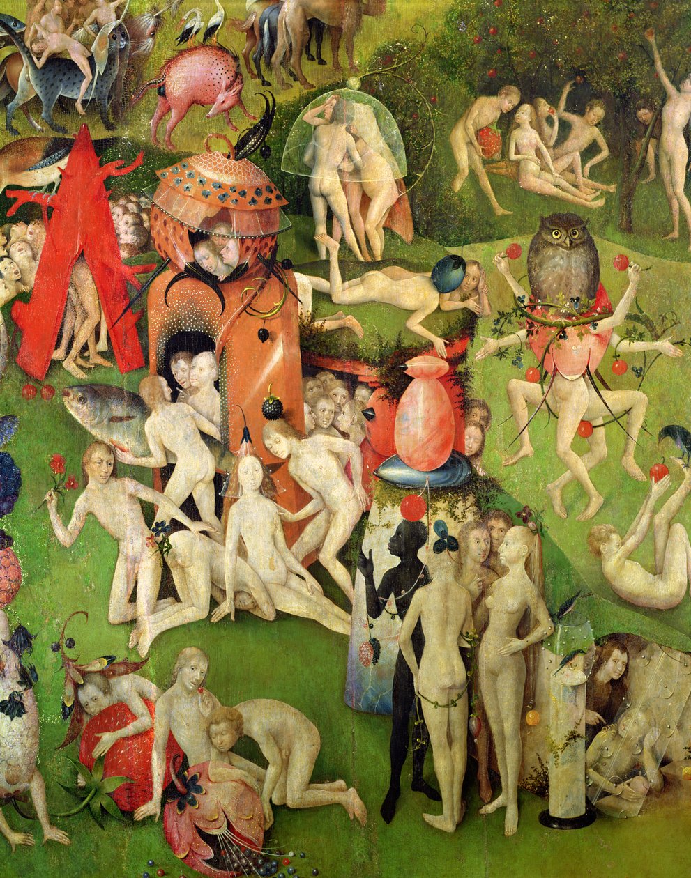 Ogród rozkoszy ziemskich: Alegoria luksusu, centralny panel tryptyku, ok. 1500 (szczegół) autorstwa Hieronymus Bosch