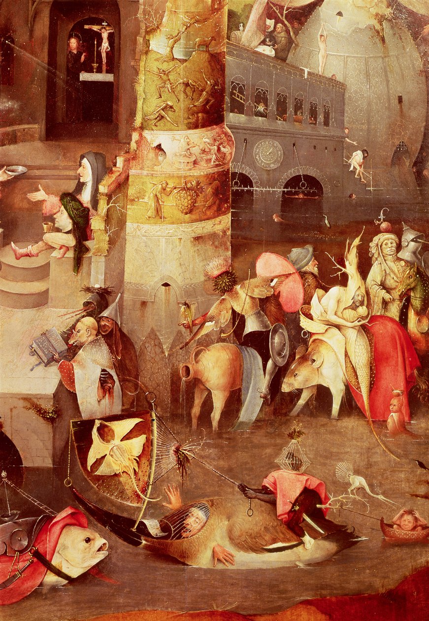 Tryptyk Kuszenie św. Antoniego, detal w prawym dolnym rogu autorstwa Hieronymus Bosch