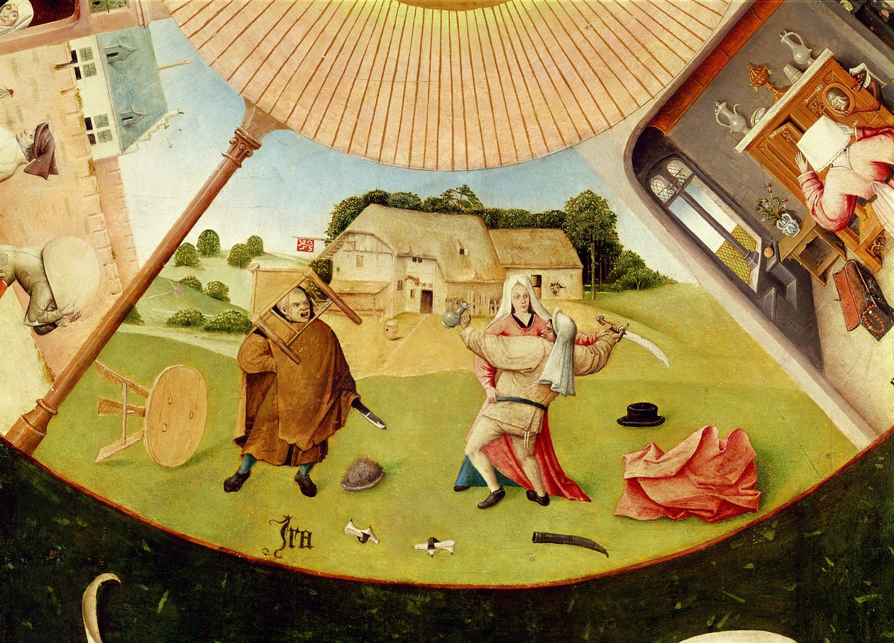 Gniew, szczegół z Tabeli Siedmiu Grzechów Głównych i Czterech Rzeczy Ostatecznych, ok. 1480 autorstwa Hieronymus Bosch