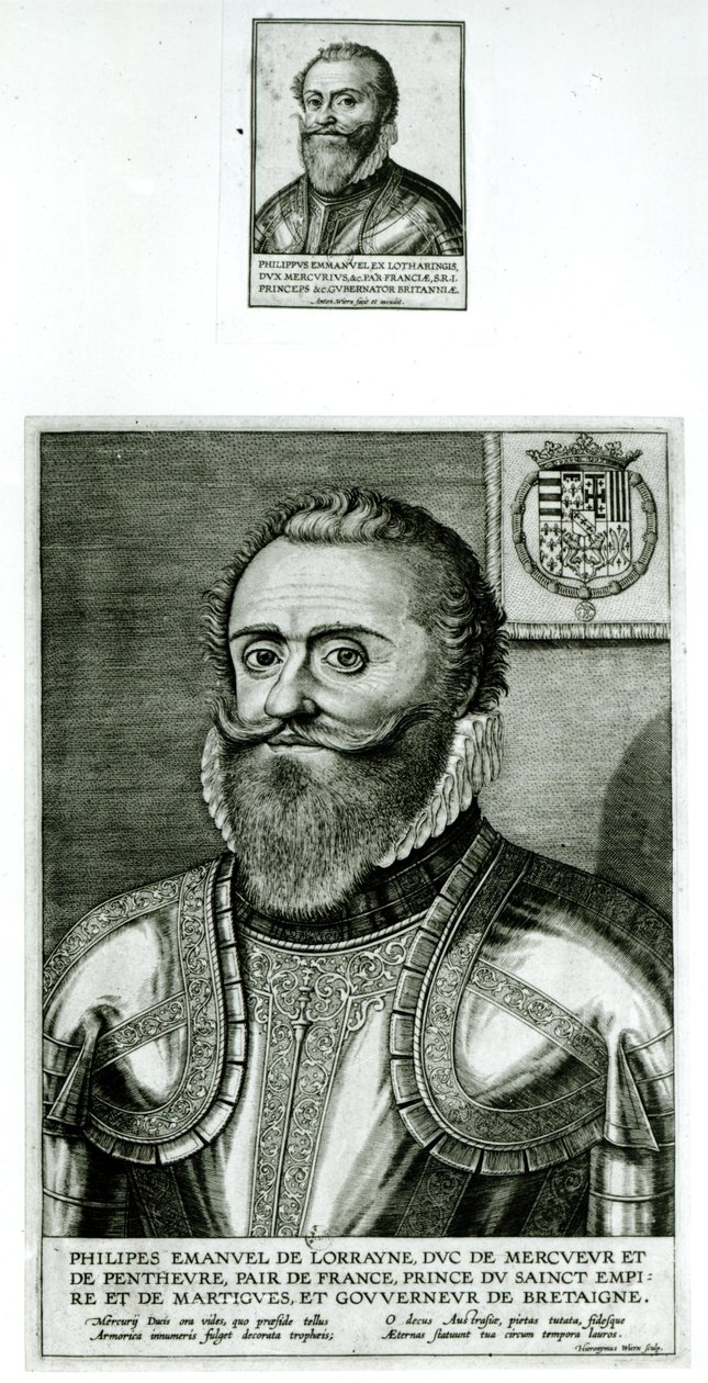 Portret Philippe-Emmanuela de Lorraine, księcia de Mercoeur (1558-1602) autorstwa Hieronymus or Jerome Wierix