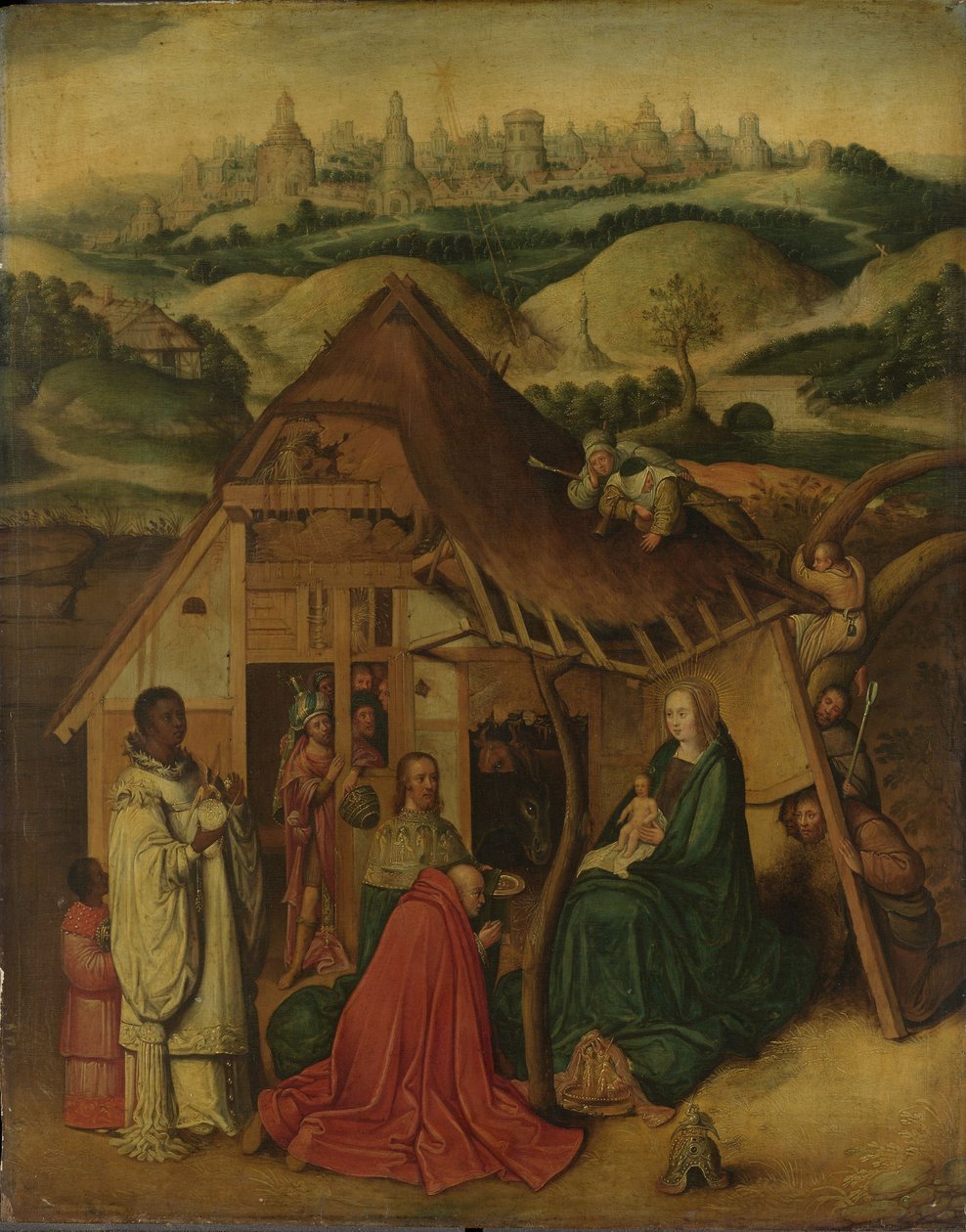 Adoracja Trzech Króli, początek XVII w. (olej na desce dębowej) autorstwa Hieronymus (after) Bosch
