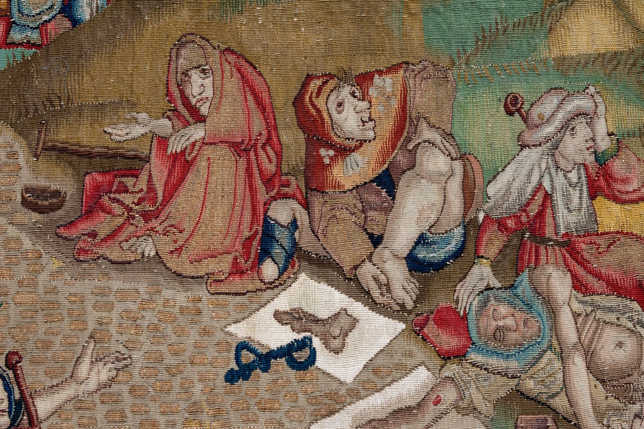 Gobelin inspirowany twórczością Hieronima Boscha, ok. 1560 r. (złoto, srebro, jedwab i wełna) autorstwa Hieronymus (after) Bosch