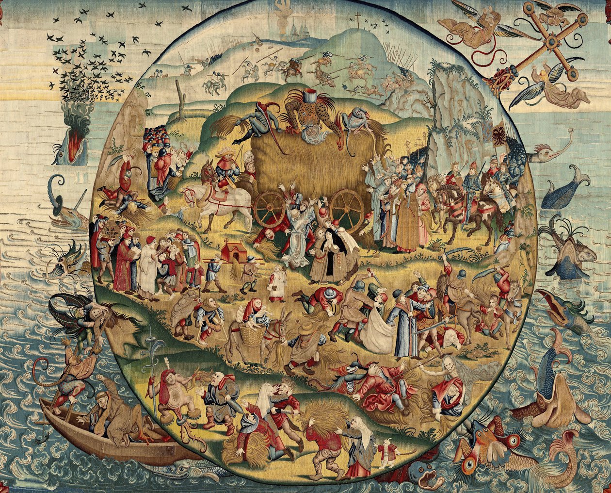 Gobelin inspirowany twórczością Hieronima Boscha, ok. 1560 r. (złoto, srebro, jedwab i wełna) autorstwa Hieronymus (after) Bosch