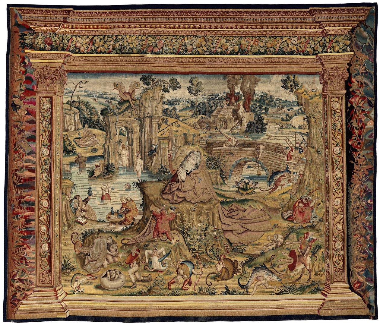 Gobelin inspirowany twórczością Hieronima Boscha, ok. 1560 r. (złoto, srebro, jedwab i wełna) autorstwa Hieronymus (after) Bosch