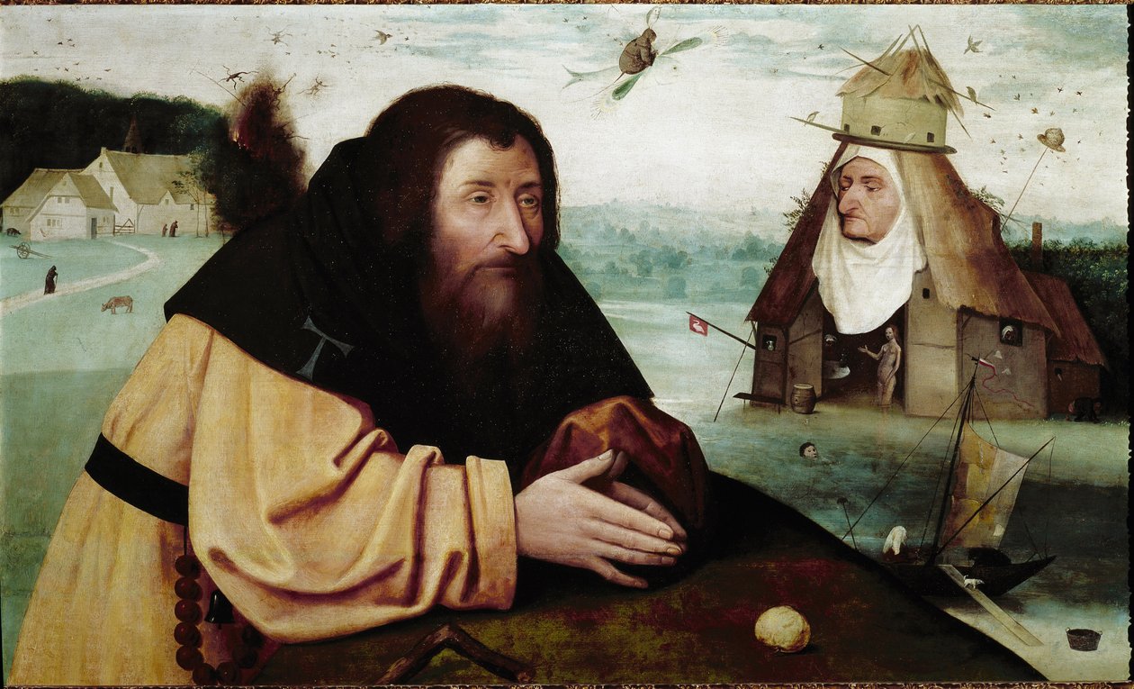Kuszenie św. Antoniego (olej na desce dębowej, ok. 1501) autorstwa Hieronymus (after) Bosch