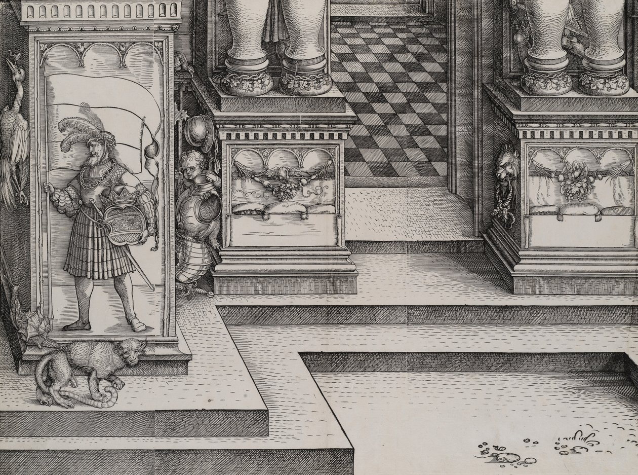Dolna część wejścia do prawego portalu Die Porten des Adels i Outer Ri..., 1515. autorstwa Hieronymus Andreae