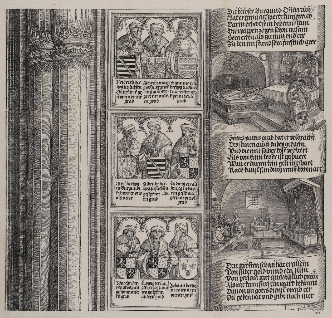 Grób wzniesiony przez Maksymiliana dla ojca i Skarb cesarski z portretami ..., 1515. autorstwa Hieronymus Andreae