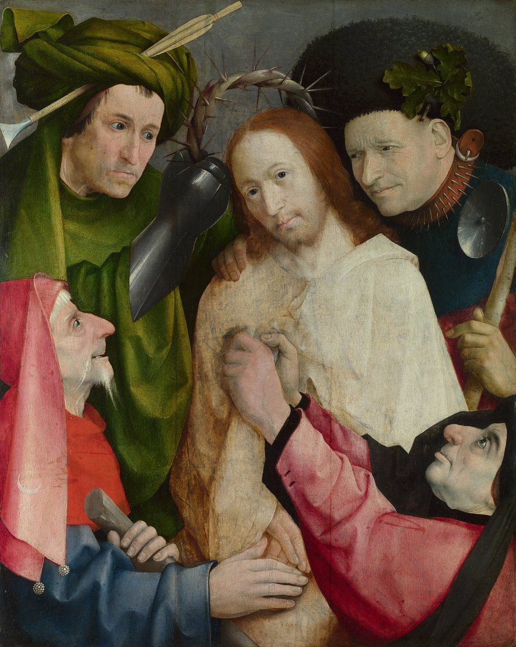 Chrystus wyśmiewany (Ukoronowanie cierniem) c.1490-1500 (olej na desce) autorstwa Hieronymus Bosch
