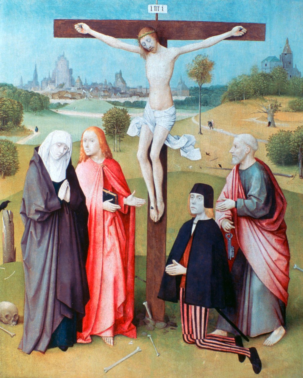 Chrystus na krzyżu z darczyńcami i świętymi, ok. 1480-1516 autorstwa Hieronymus Bosch