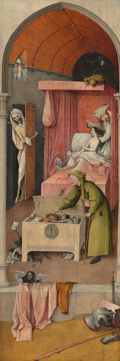 Śmierć i skąpiec, c. 14851490. autorstwa Hieronymus Bosch