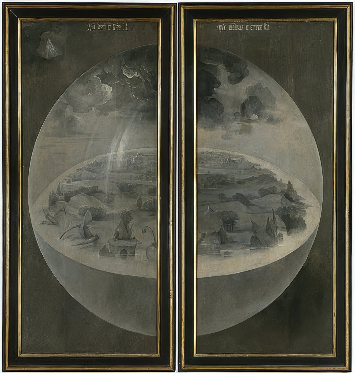 Ogród rozkoszy ziemskich. Tryptyk, tył: Kreacja. Około 1500-05 autorstwa Hieronymus Bosch