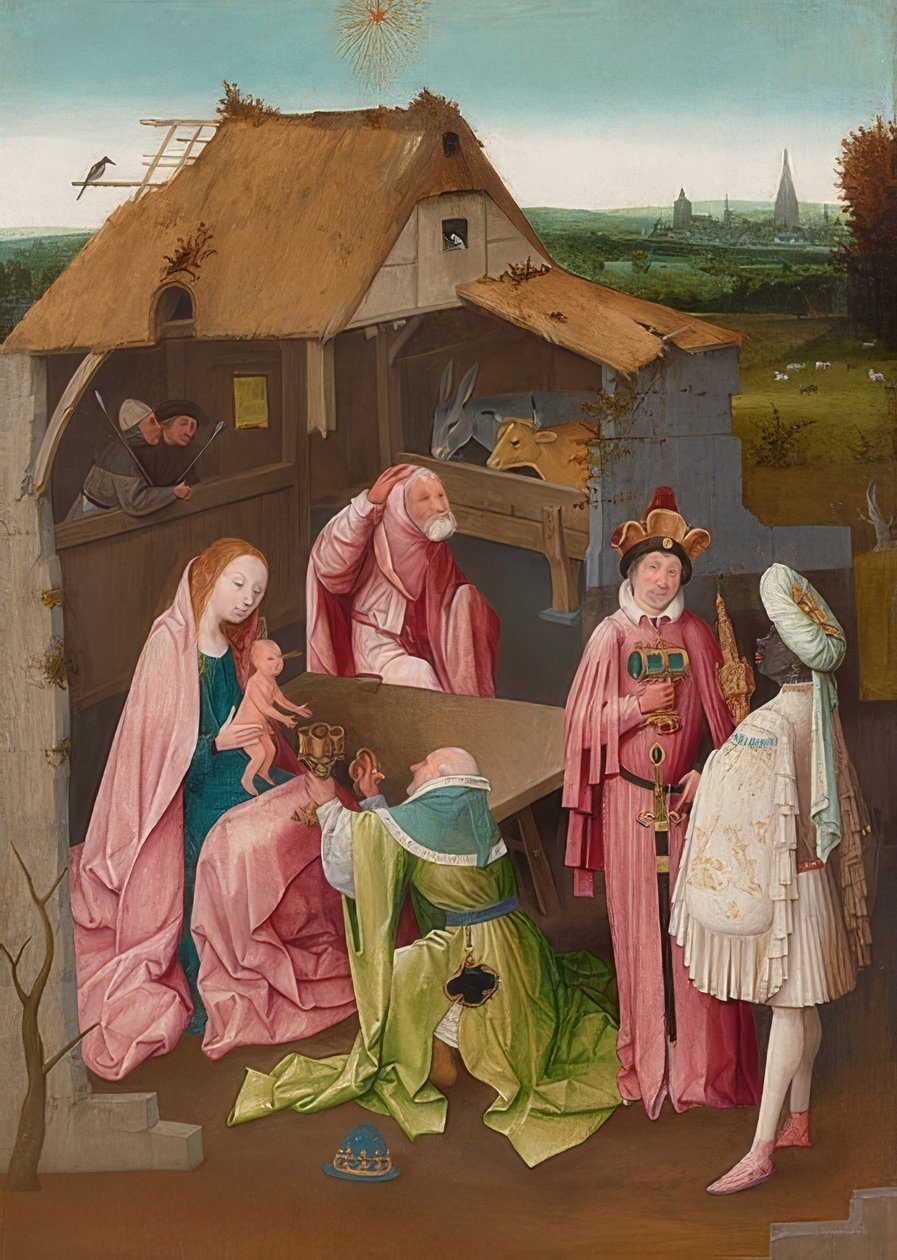 Adoracja Trzech Króli. Około 1490-1510 autorstwa Hieronymus Bosch