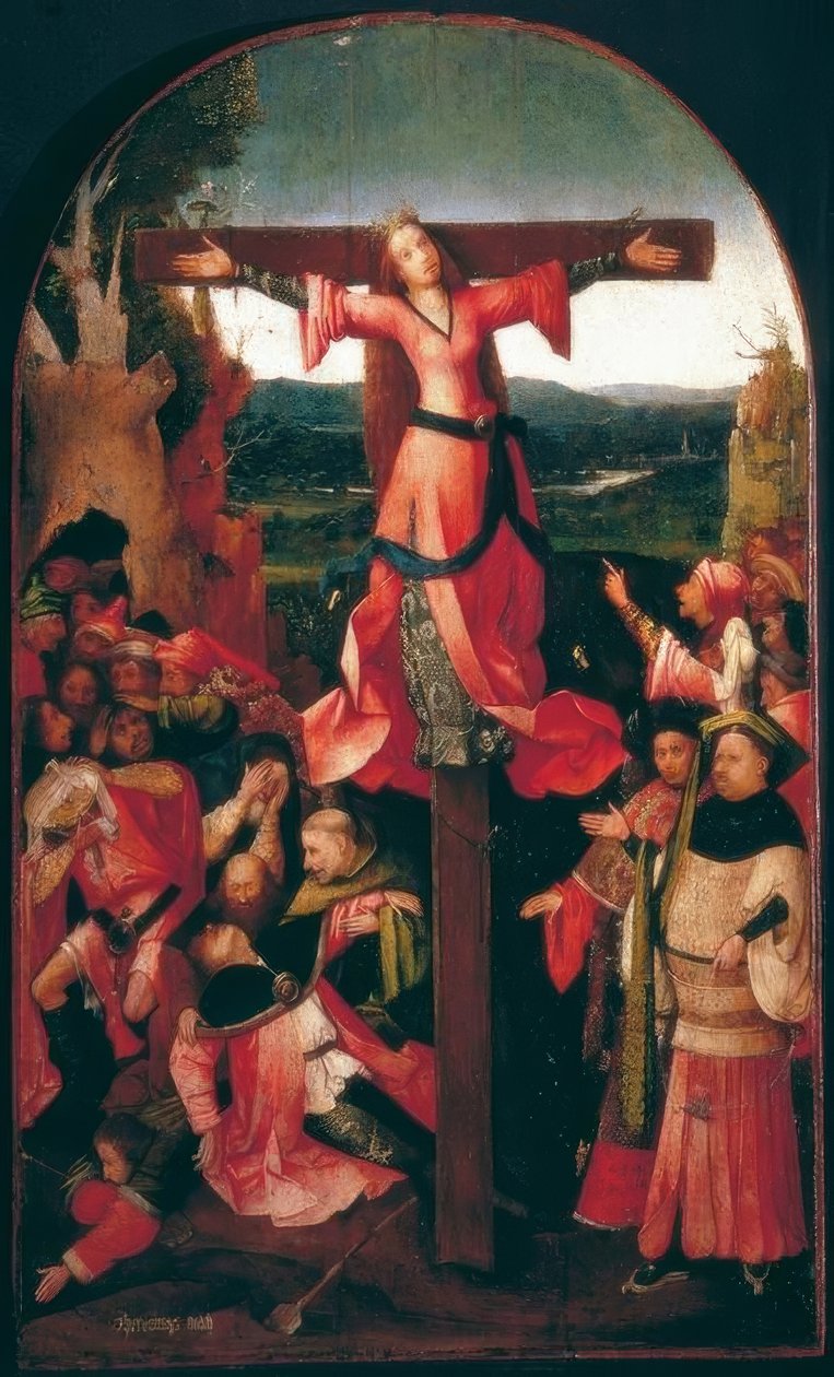 Ukrzyżowanie św. Julii (lub Liberaty) autorstwa Hieronymus Bosch