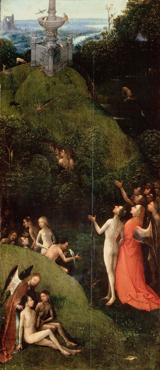 Ziemski raj. Od: Cztery wizje przyszłego życia par Bosch, Hieronymus (ok. 1450-1516). Olej na drewnie, format : 88,5x39,8, ca 1490-1510, Palazzo Grimani, Wenecja autorstwa Hieronymus Bosch