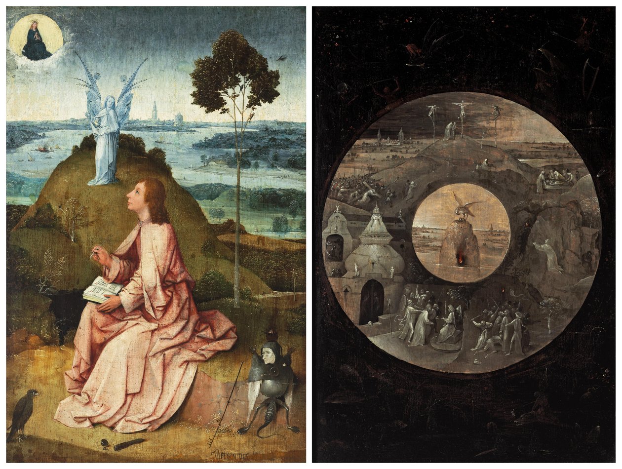 Jan na Patmos / Sceny Męki Chrystusa autorstwa Hieronymus Bosch