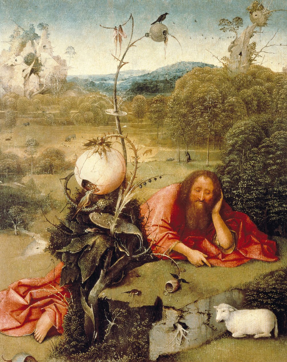 „„ Święty Jan Chrzciciel drzemał w naturze ”” Obraz Hieronymusa Van Aekena (Aken) mówi Jerome Bosch (1450-1516) 1504-1505 Madryt. Fundacja Lazaro Galdiano autorstwa Hieronymus Bosch