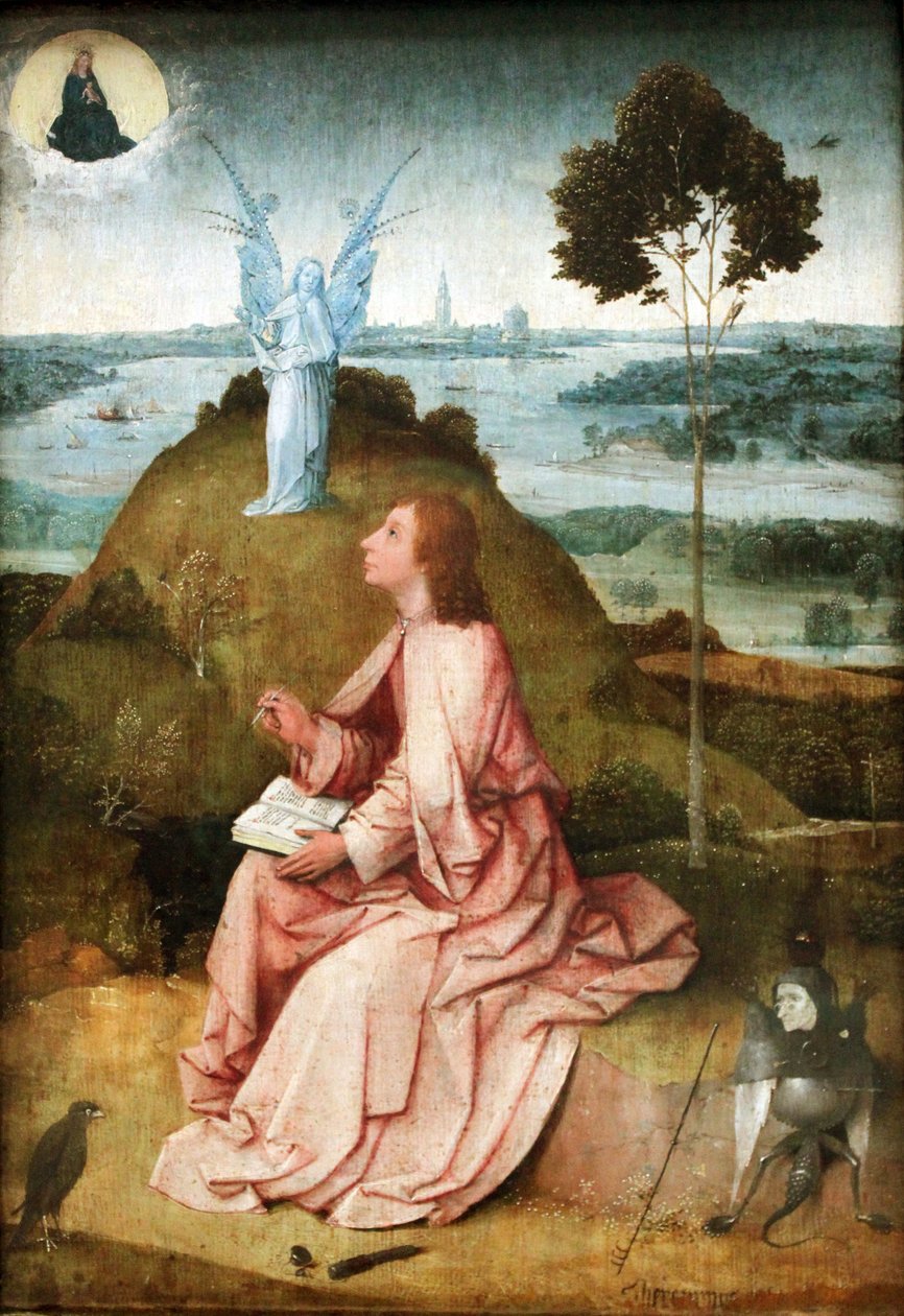 Św. Jan Ewangelista na Patmos Alternatywne tytuły:   Święty Jan na Patmos Św. Jan na Patmos autorstwa Hieronymus Bosch