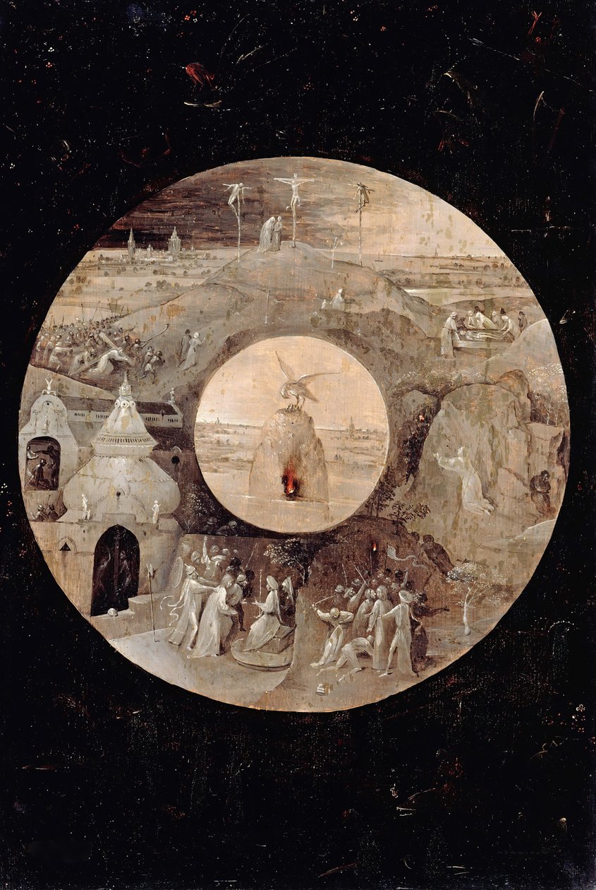 Święty Jan Ewangelista na Patmos Rewers. Męka Chrystusa, c. 1505 autorstwa Hieronymus Bosch