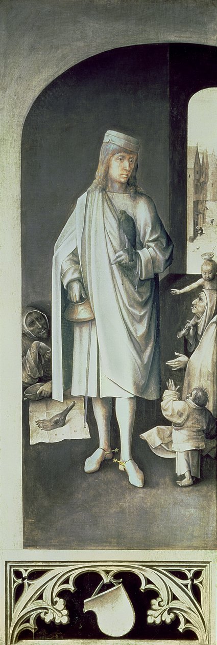 Św. Bawo, Zewnętrze prawego skrzydła od ołtarza Sądu Ostatecznego autorstwa Hieronymus Bosch