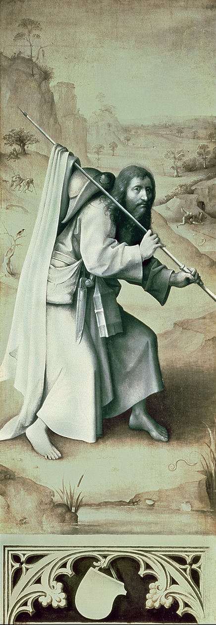 Św. Jakub Większy, Zewnętrzna część lewego skrzydła ołtarza Sądu Ostatecznego autorstwa Hieronymus Bosch