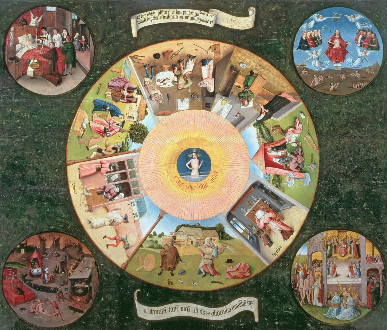 Blat Siedmiu Grzechów Głównych i Czterech Rzeczy Ostatecznych (olej na panelu) autorstwa Hieronymus Bosch