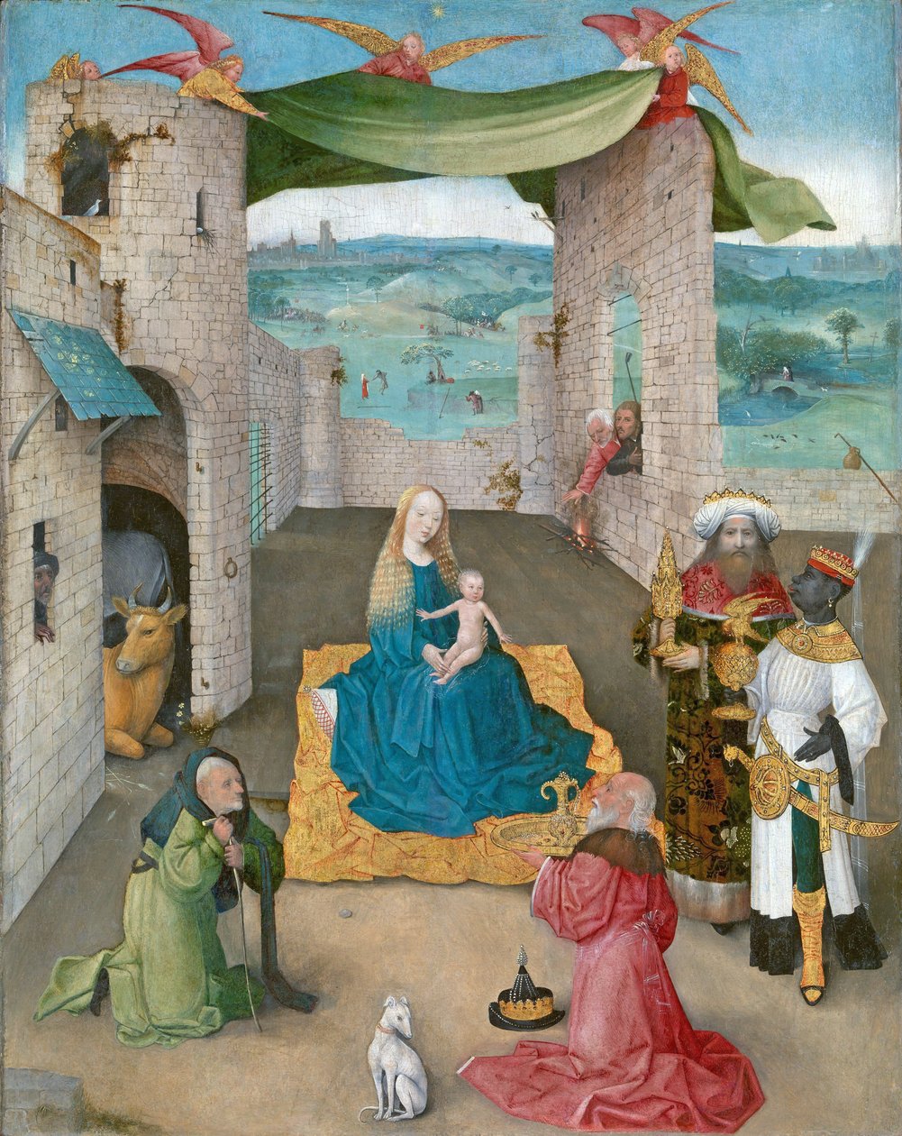Pokłon Trzech Króli, ok. 1475 (olej i złoto na dębie) autorstwa Hieronymus Bosch