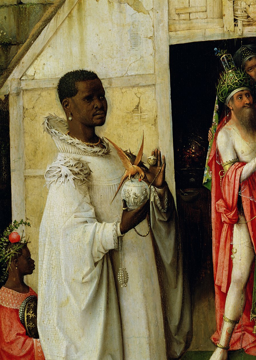 Pokłon Trzech Króli: fragment króla Baltazara z centralnego panelu tryptyku, 1510 autorstwa Hieronymus Bosch
