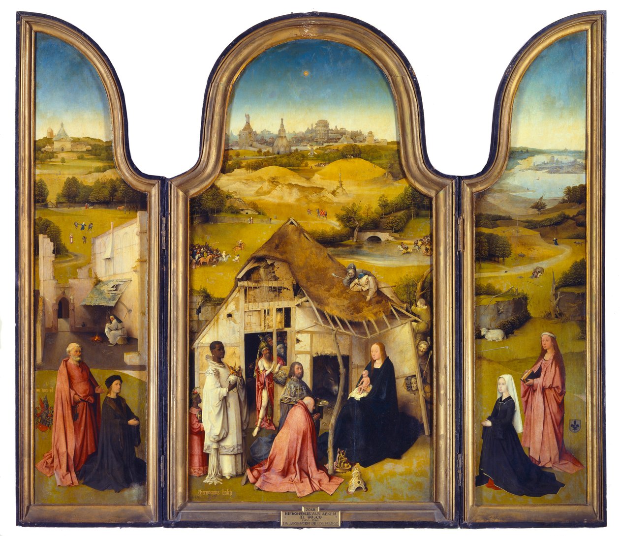 Adoracja Trzech Króli lub Objawienie Pańskie, Tryptyk. Obraz Hieronymusa Van Aekena (Aken) dit Jerome Bosch (1450-1516). 1510-1511. Madryt. Muzeum Prado. - Adoracja Trzech Króli lub Objawienia Pańskiego - Tryptyk. Obraz Jheronimusa Van Aekena (Aken) zwany autorstwa Hieronymus Bosch