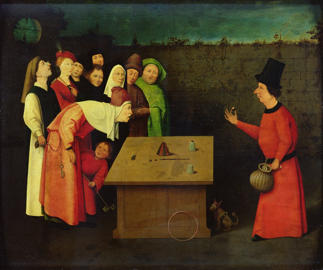The Conjuror (olej na panelu) (wstępna renowacja) autorstwa Hieronymus Bosch