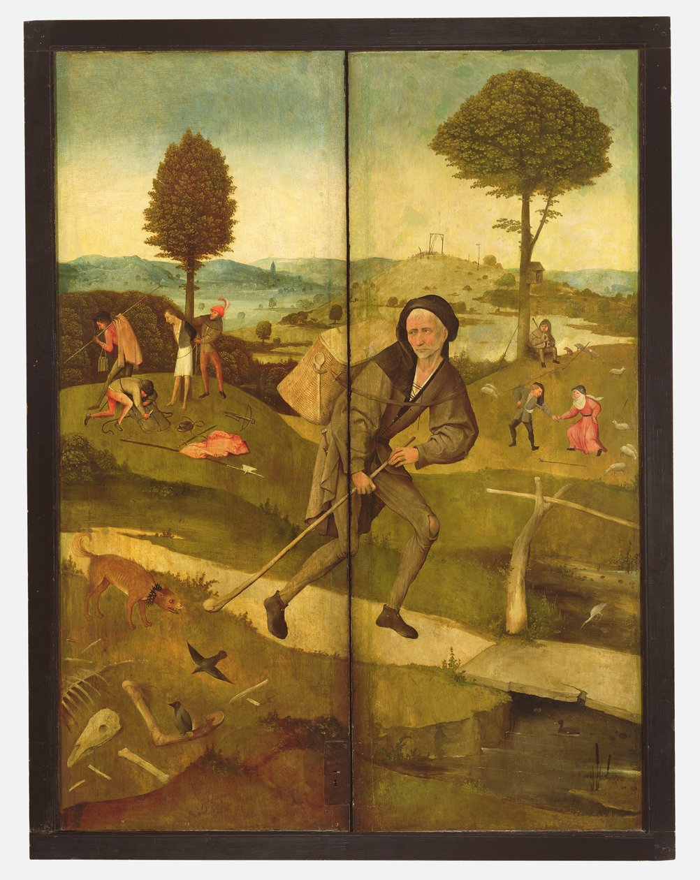 The Haywain, z zamkniętymi panelami przedstawiającymi każdego człowieka idącego ścieżką życia autorstwa Hieronymus Bosch