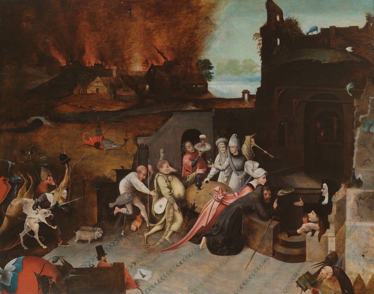Kuszenie św. Antoniego, ok. 1530-1600 autorstwa Hieronymus Bosch