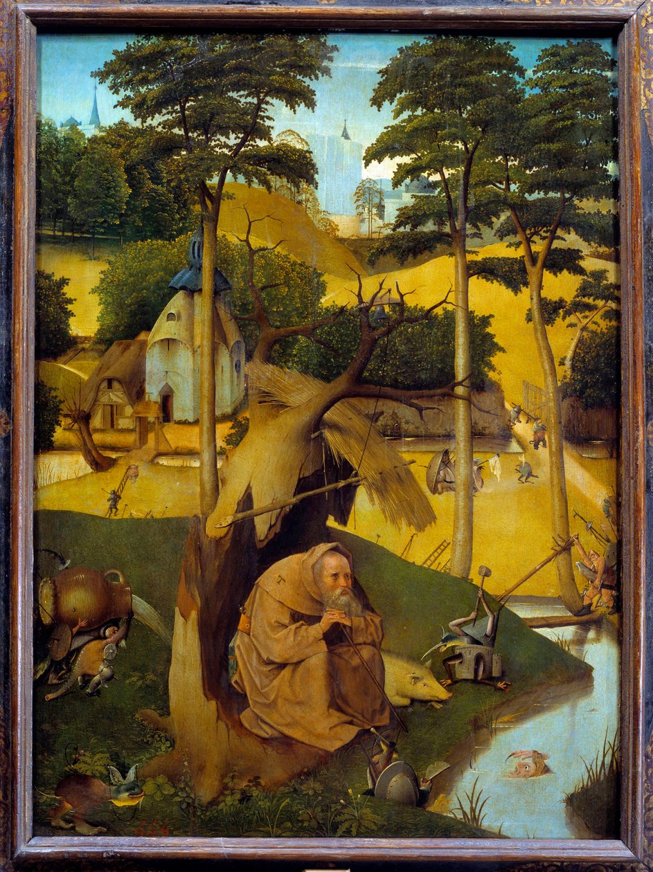 Kuszenie św. Antoniego Pustelnik Święty Antoni Wielki (251-356) (lub św. Obraz Hieronymusa Van Aekena (Aken) dit Jerome Bosch (1450- autorstwa Hieronymus Bosch