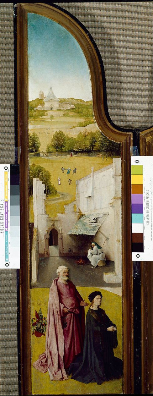 Tryptyk Objawienia Pańskiego ze św. Piotrem i darczyńcą (olej na desce) autorstwa Hieronymus Bosch