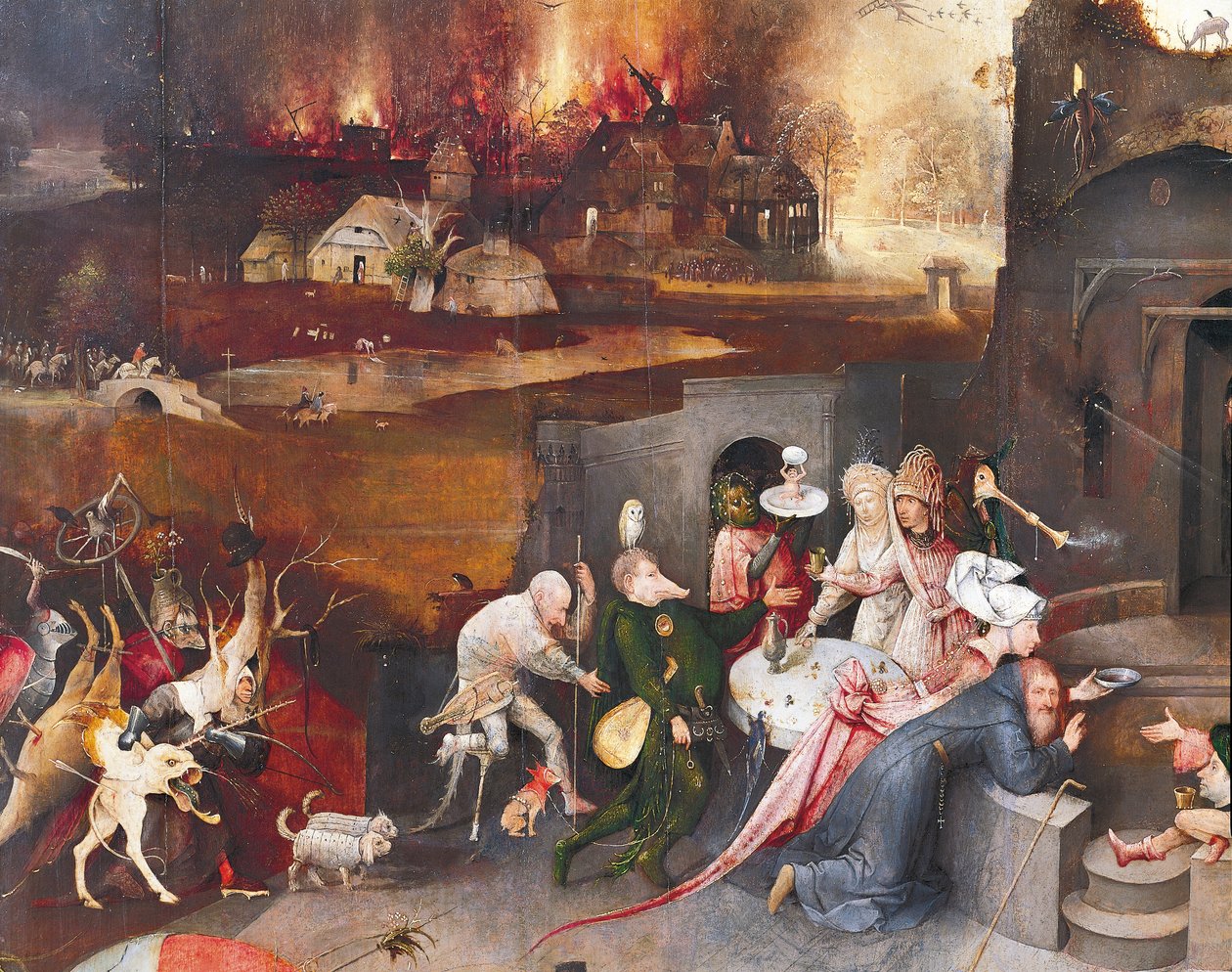 Tryptyk Kuszenie św. Antoniego (panel środkowy) autorstwa Hieronymus Bosch
