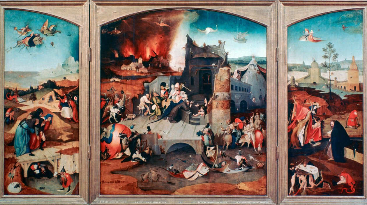Tryptyk Kuszenie św. Antoniego, ok. 1480-1516 autorstwa Hieronymus Bosch