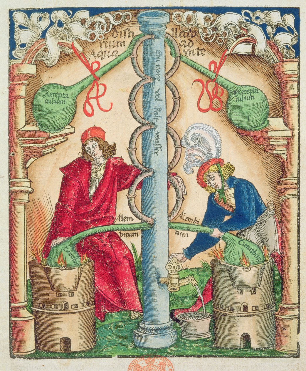C.64.g.7 Strona tytułowa z podręcznika dla gorzelników, Strasburg autorstwa Hieronymus Brunschwig