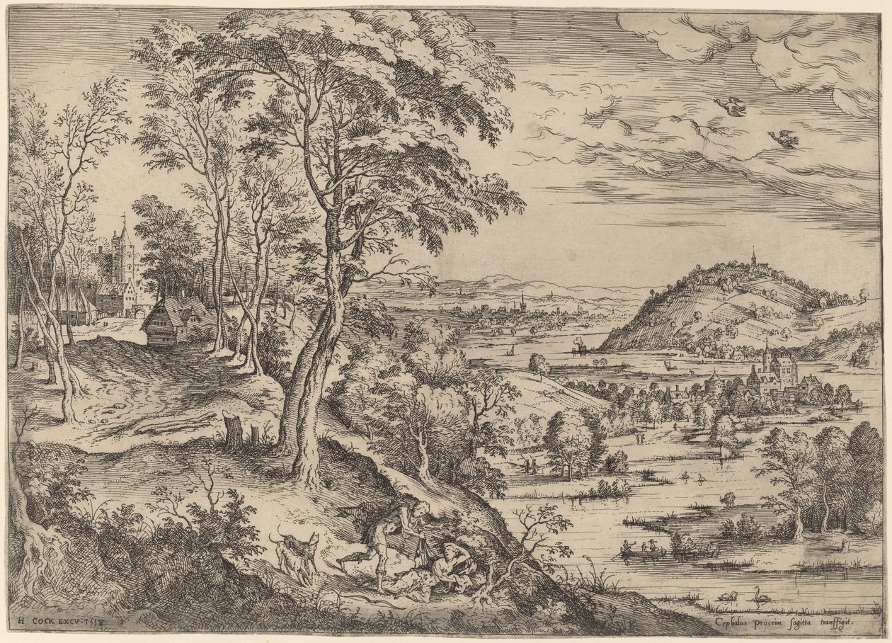 Cephalus i Procris autorstwa Hieronymus Cock