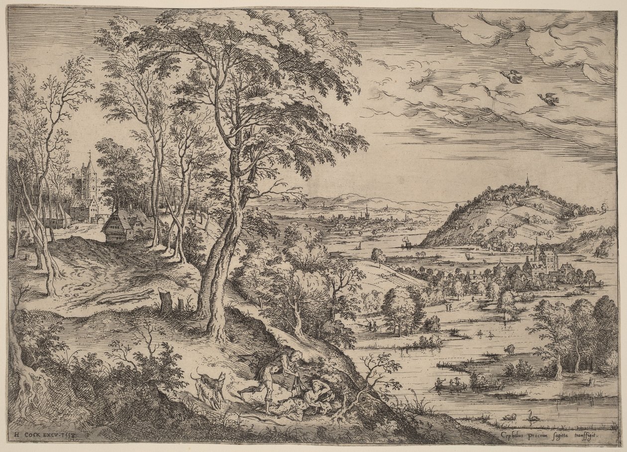 Cephalus i Procris autorstwa Hieronymus Cock