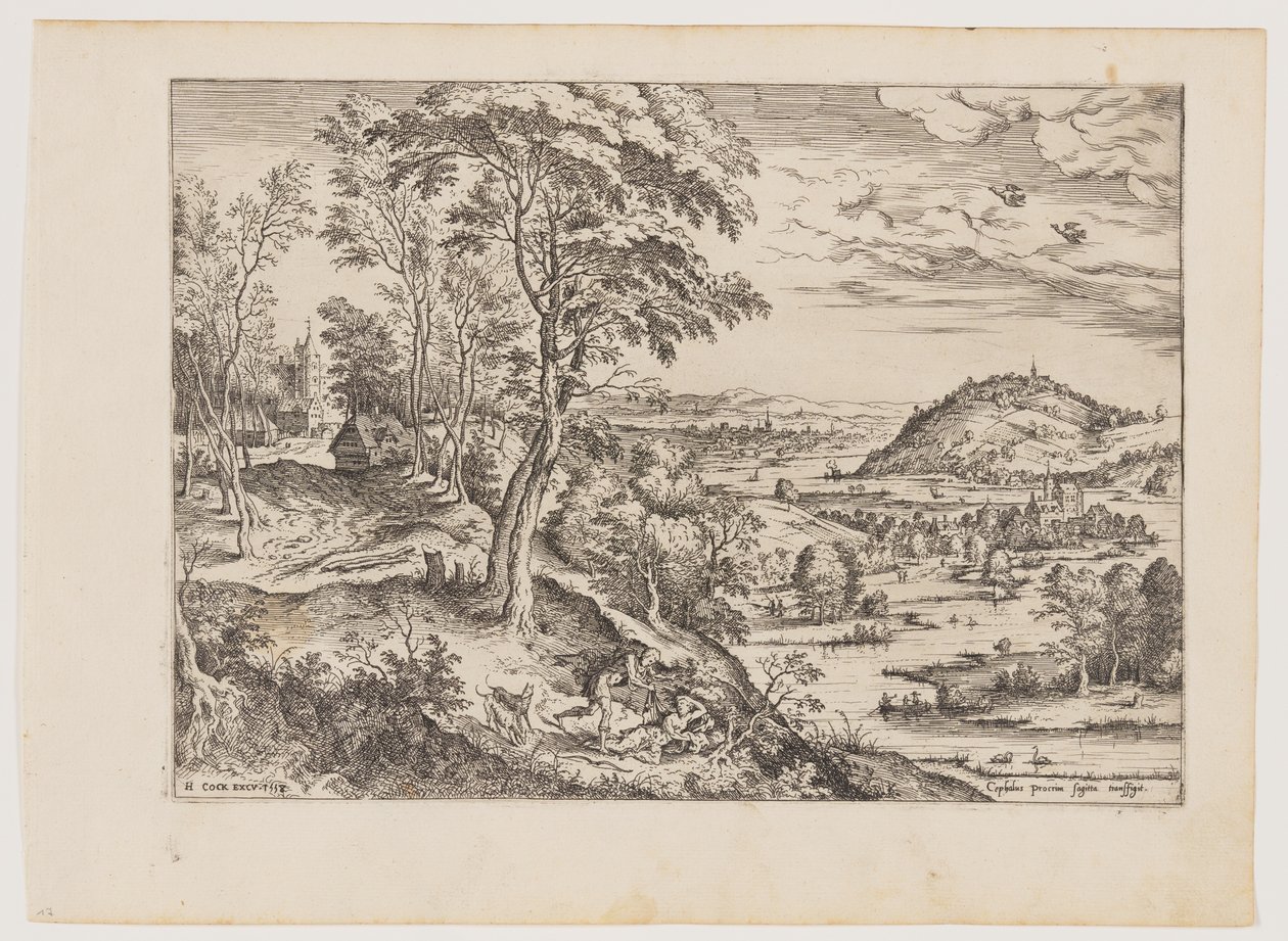 Cephalus i Procris, z pejzaży ze scenami biblijnymi i mitologicznymi autorstwa Hieronymus Cock