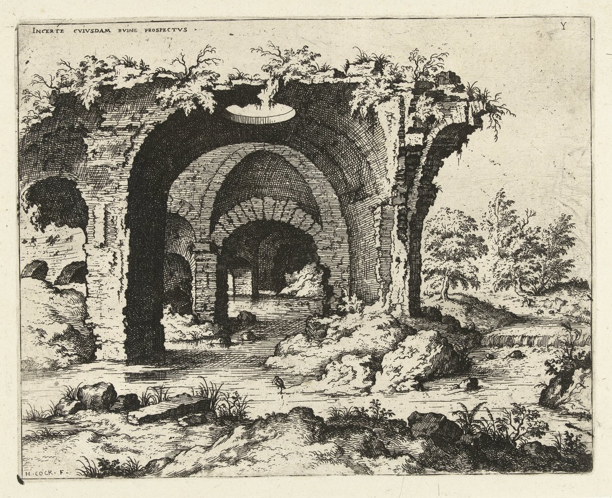 Widok ruin w Rzymie Incerte cvvs dam irvine prospekt emisyjny (tytuł dotyczący przedmiotu) Ruiny rzymskie (tytuł serii) autorstwa Hieronymus Cock