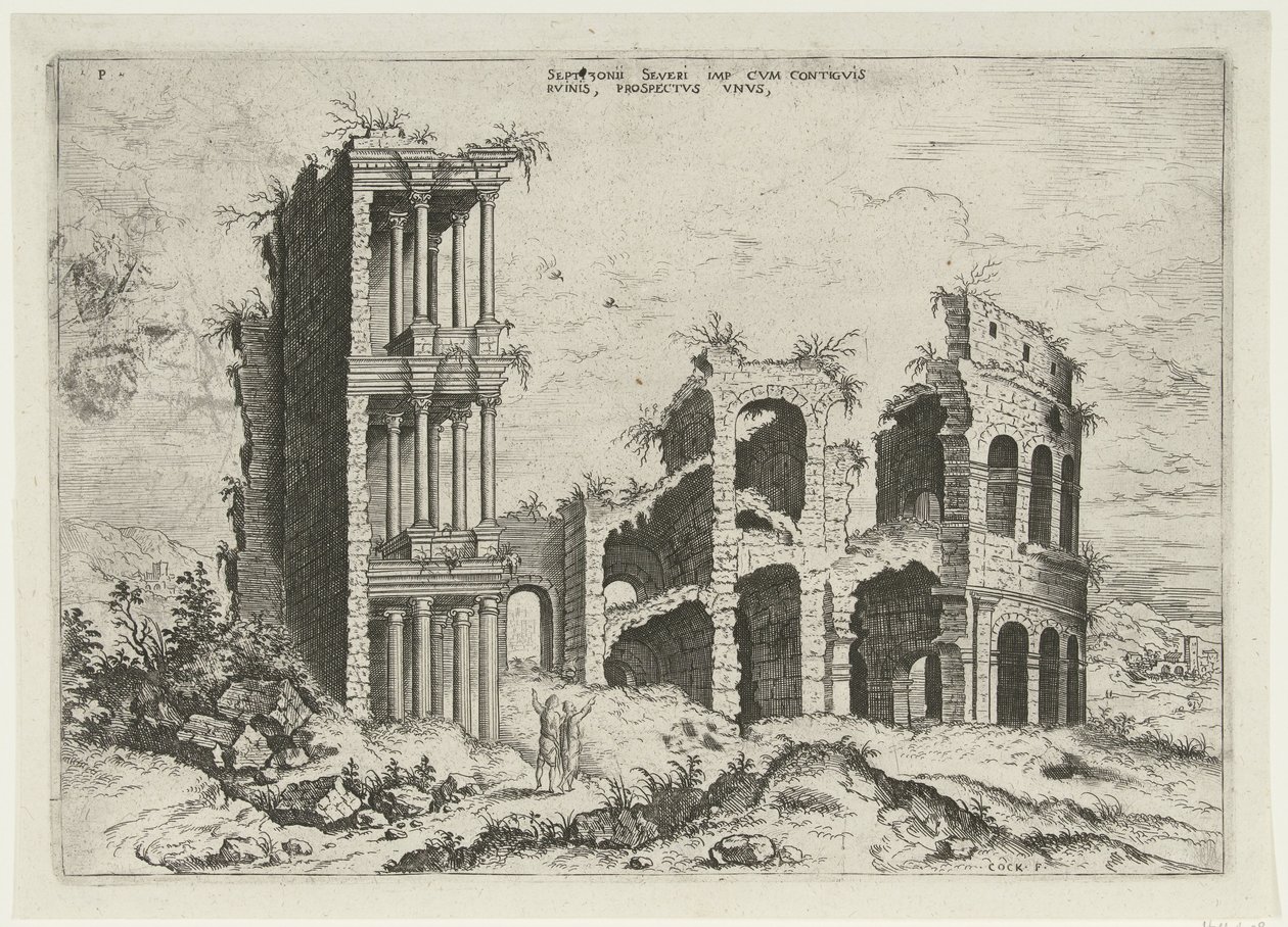 Gezicht op het Septizonium en het Colosseum in Rome Septizonii Severi Imp (...) (title on object) Romeinse ruïnes (series title)   1333512   pl       polish Successfully Translated  Original: Larch-leaf or tree triggerplant, Stylidium laricifolium Translat autorstwa Hieronymus Cock