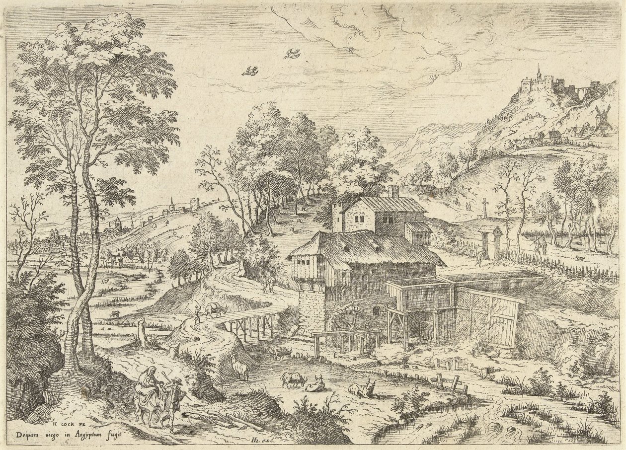 Lot do Egiptu Pejzaże ze scenami biblijnymi i mitologicznymi (tytuł serii) autorstwa Hieronymus Cock