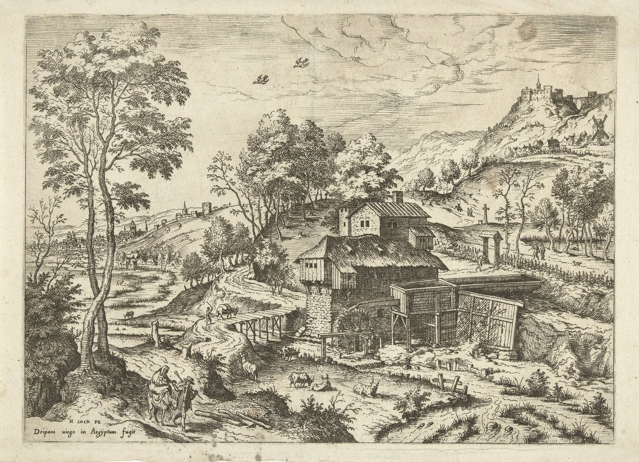 Lot do Egiptu Pejzaże ze scenami biblijnymi i mitologicznymi (tytuł serii) autorstwa Hieronymus Cock